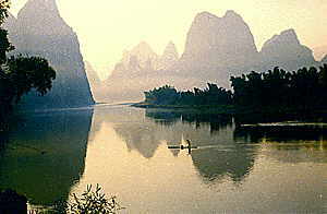 Guilin/Yangshuo, de karstbergen vanop de rivier